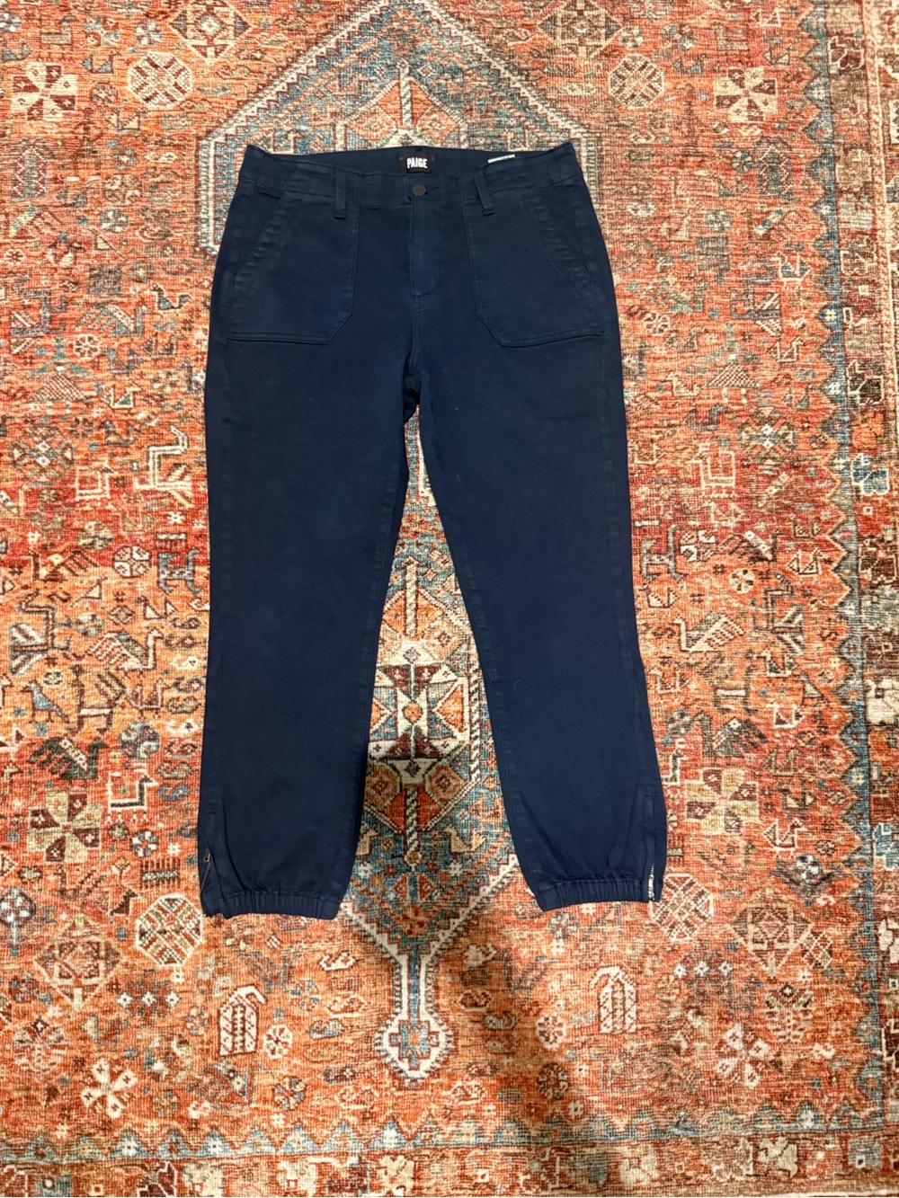 PAIGE Navy Elastic-Cuff Jogger Pants for Men